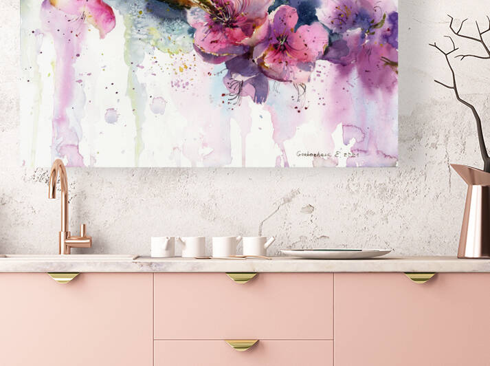 Blooming peach flower by Eugenia Gorbacheva