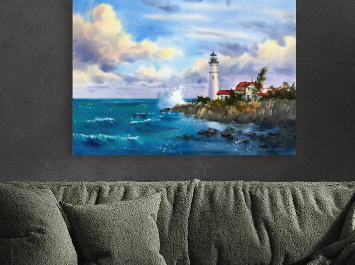 Lighthouse and sea Reproduction