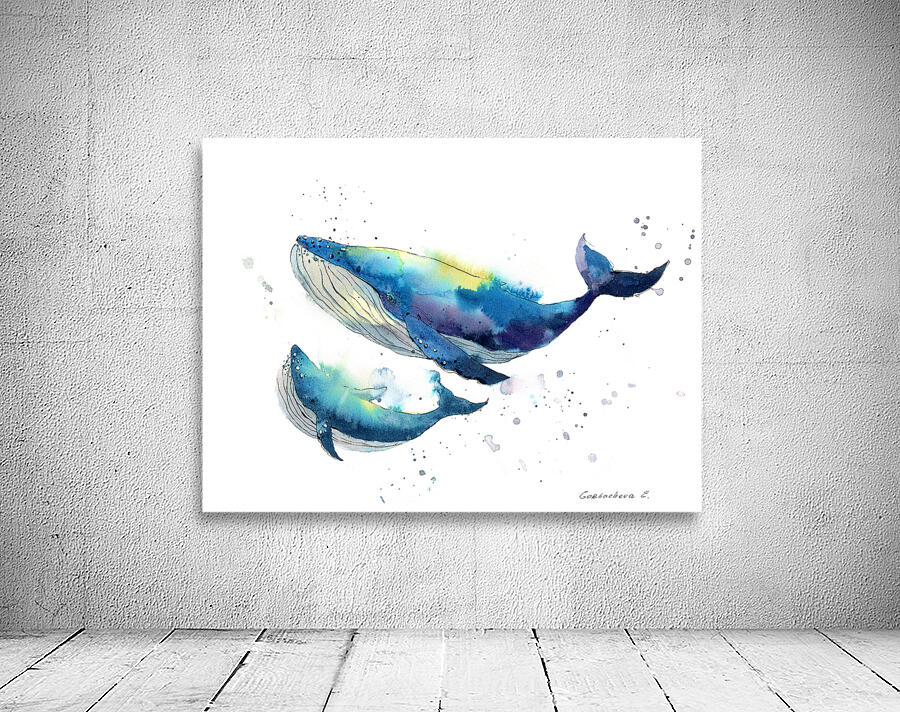 Mom and Baby Humpback Whale by Eugenia Gorbacheva Wall Art
