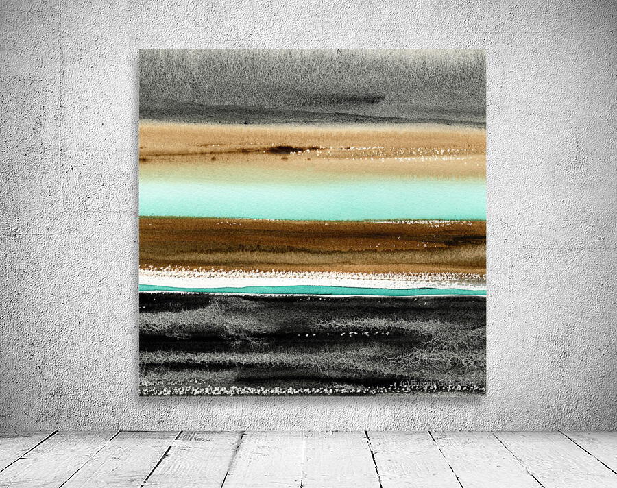 Turquoise watercolor landscape 4 Wall Preview