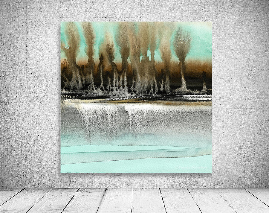 Turquoise watercolor landscape 5 Wall Preview