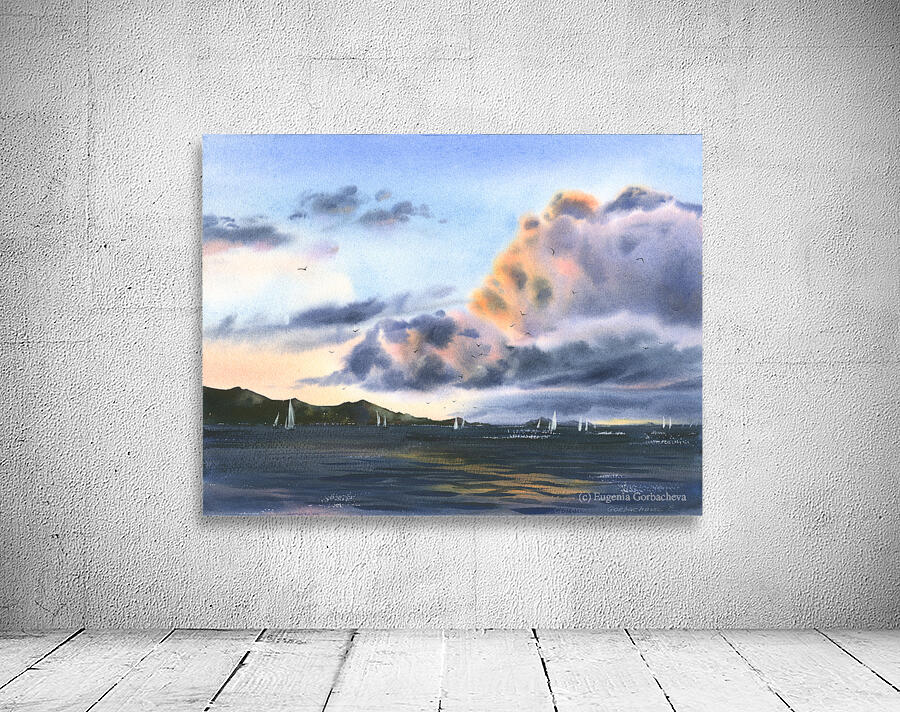 Sea and pink clouds Wall Preview