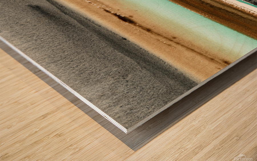 Turquoise watercolor landscape 4 Wood print