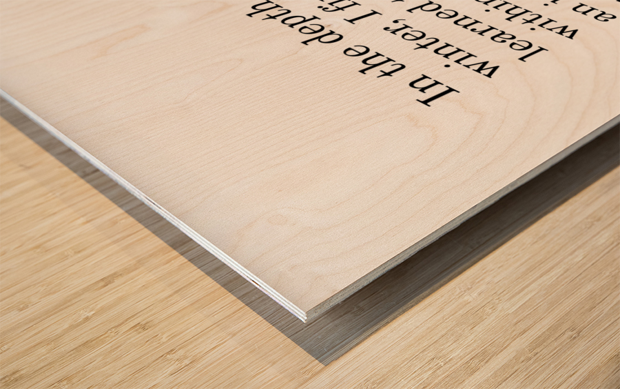 Albert Camus Quote - Invincible Summer Wood print