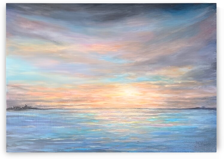 Sunset Lake acrylic by Kim Ackerman