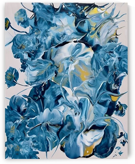 Abstract Blue Flowers  kim by Kim Ackerman