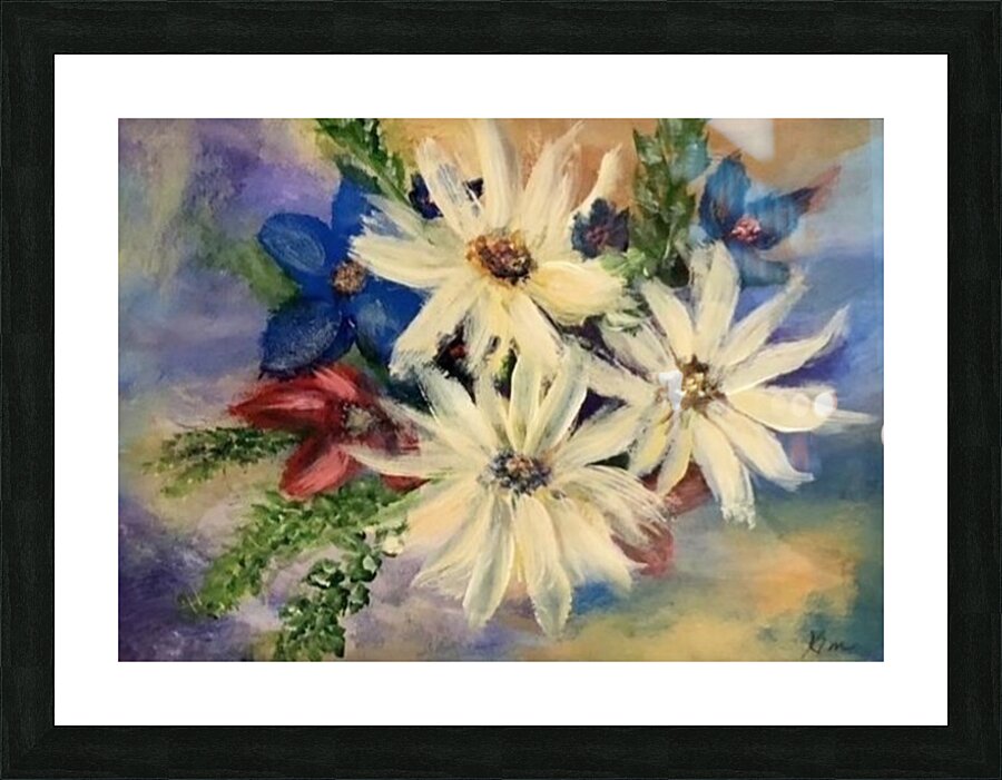 3 Daisies Picture Frame print