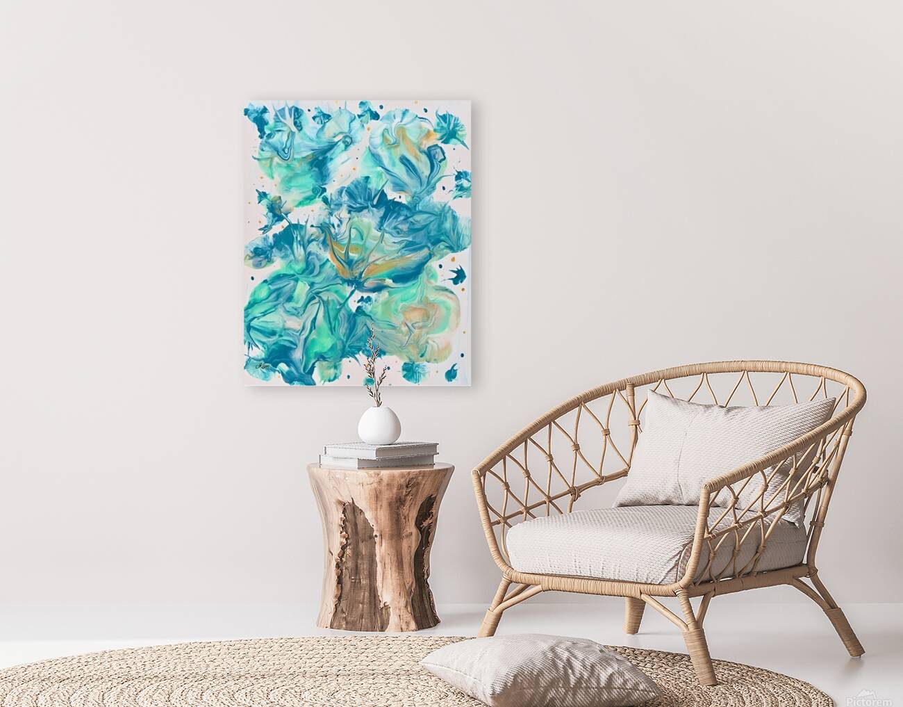 Abstract Teal Reproduction