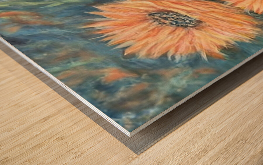 Sunflowersacrylic1 Wood print