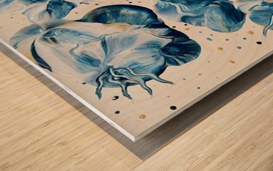 Blue Flowers Wood print