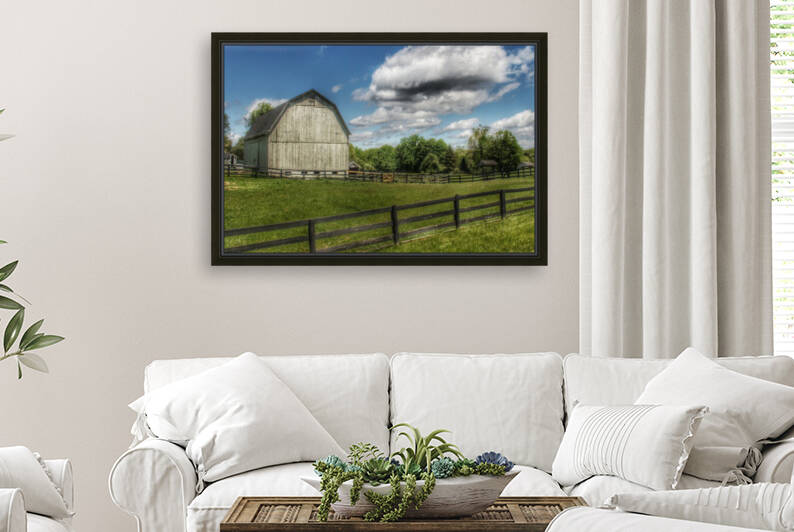 0054   White Barn on a Sunny Day  0054 BAR 052217 0114P  by Sheryl L Sutter
