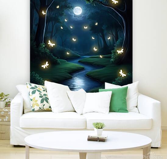 Moonlit Whispers: A Tranquil Forest Dream by Canvas print