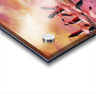 A colorful flock of flamingos taking flight from a pink lake their wings outstretched against the vibrant backdrop. Acrylic print