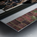 Watchful guard: A German shepherd standing alert at the entrance of a home. Metal print