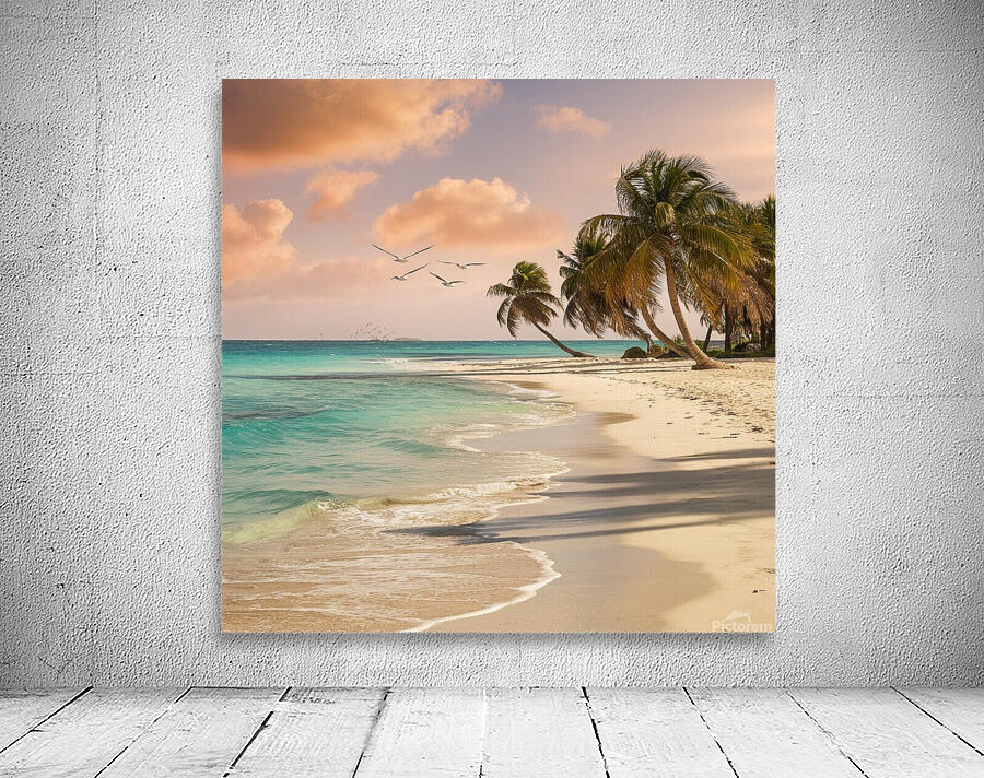 a serene beach scene with crystal clear turquoise Wall Preview