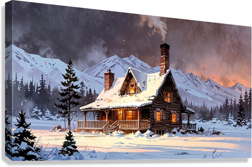 Cozy Cabin Christmas Canvas Print