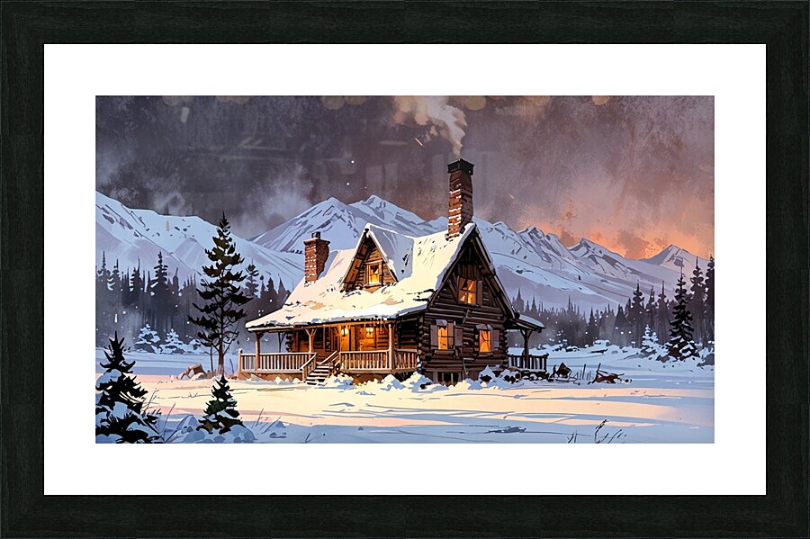 Cozy Cabin Christmas Picture Frame print