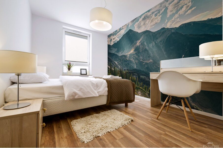 Sunray over the mountain Mural print