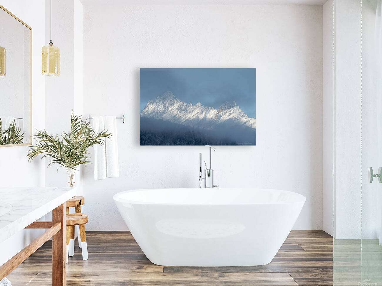 Mountain in the clouds Reproduction