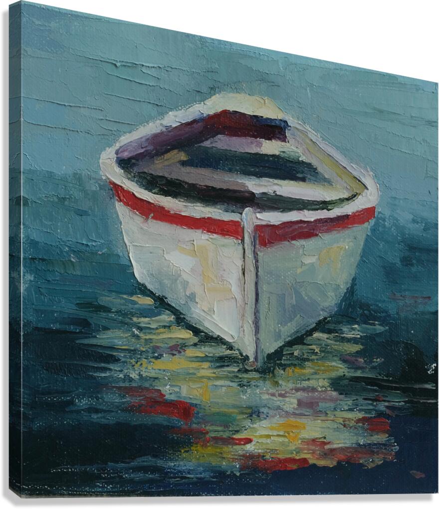 White Rowboat and Reflection Canvas Print