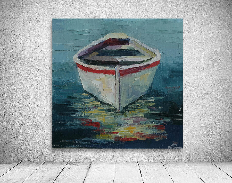 White Rowboat and Reflection Wall Preview