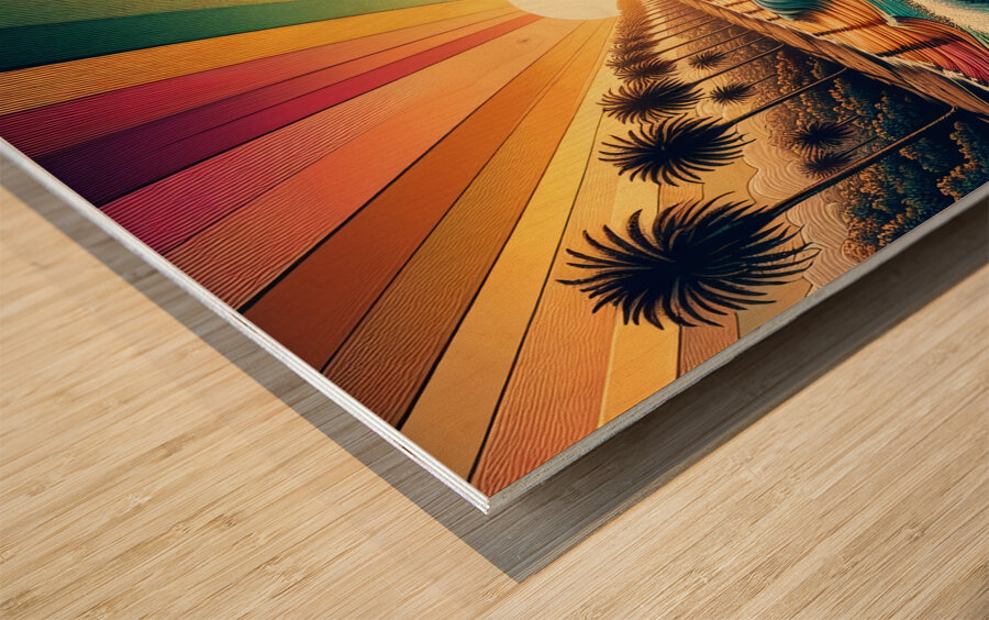 Sunset Stripes Wood print
