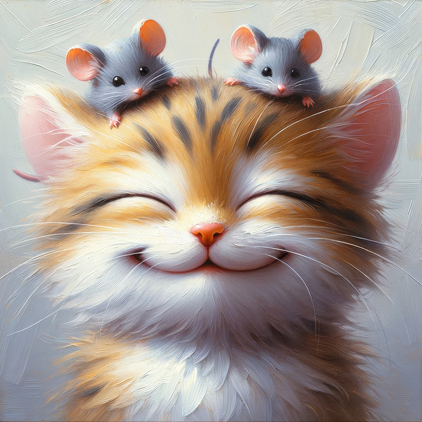 Happy Cat and Mouses Digital Download