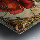Crimson Elegance Stained Glass Red Rose Metal print