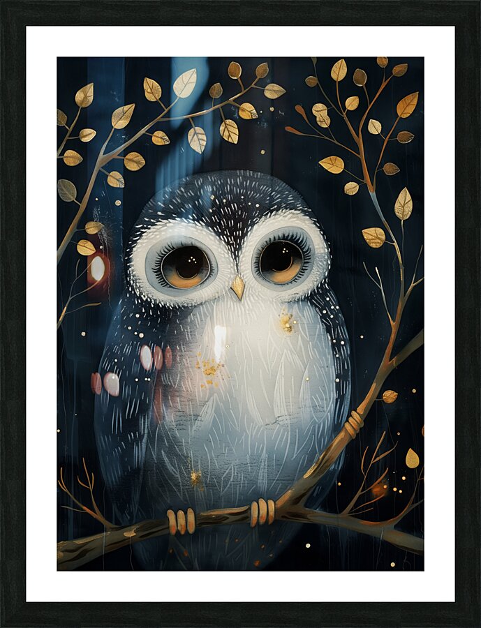 Whimsical Cute Owl Picture Frame print