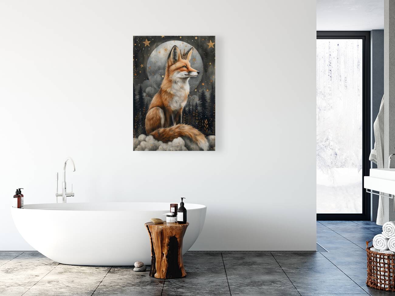 Whimsical Regal Red Fox in Mystic Moonlight Reproduction