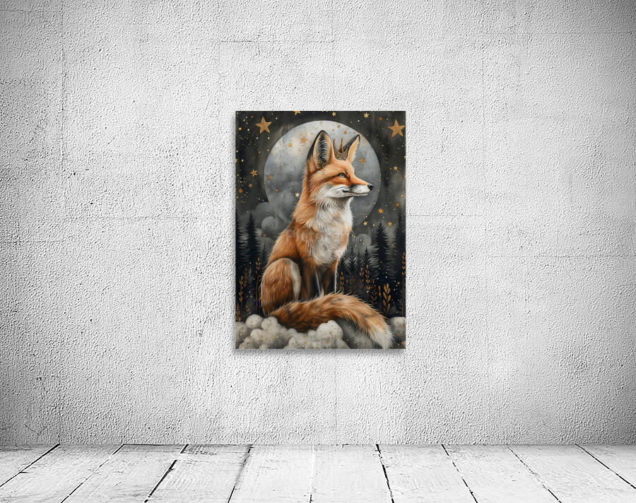 Whimsical Regal Red Fox in Mystic Moonlight Wall Preview