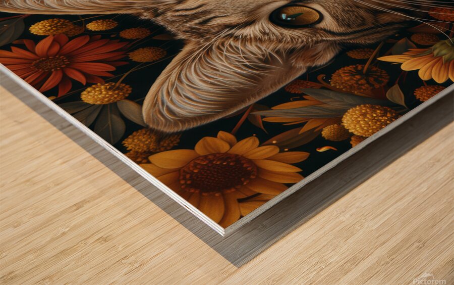 Tabby Cat in a Flowers Garden Wood print