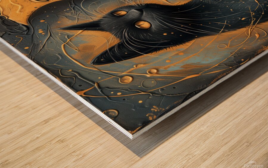 Whiskers and Cosmos Wood print