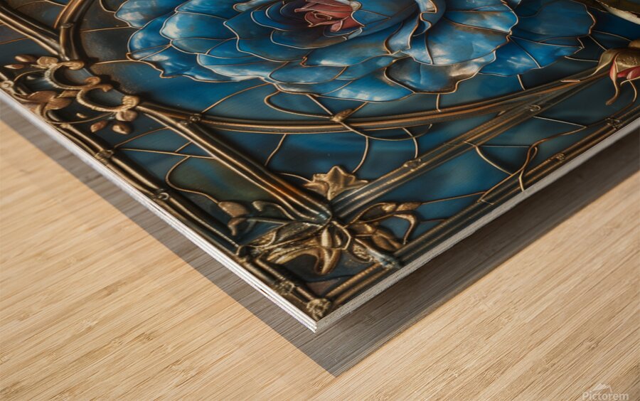 Midnight Enchantment: Blue Rose Wood print