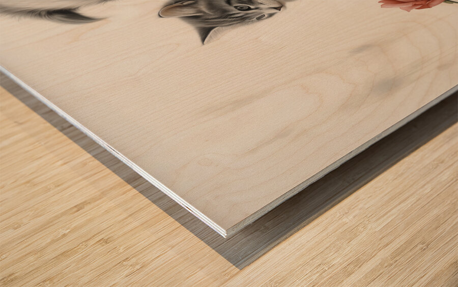 Vintage Kitten and Puppy Friends Forever Wood print