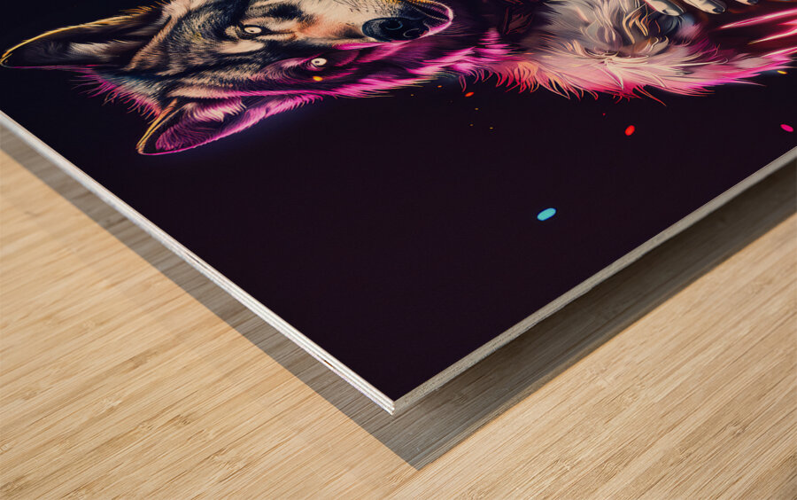 ROYAL NEON WOLF HD Wood print