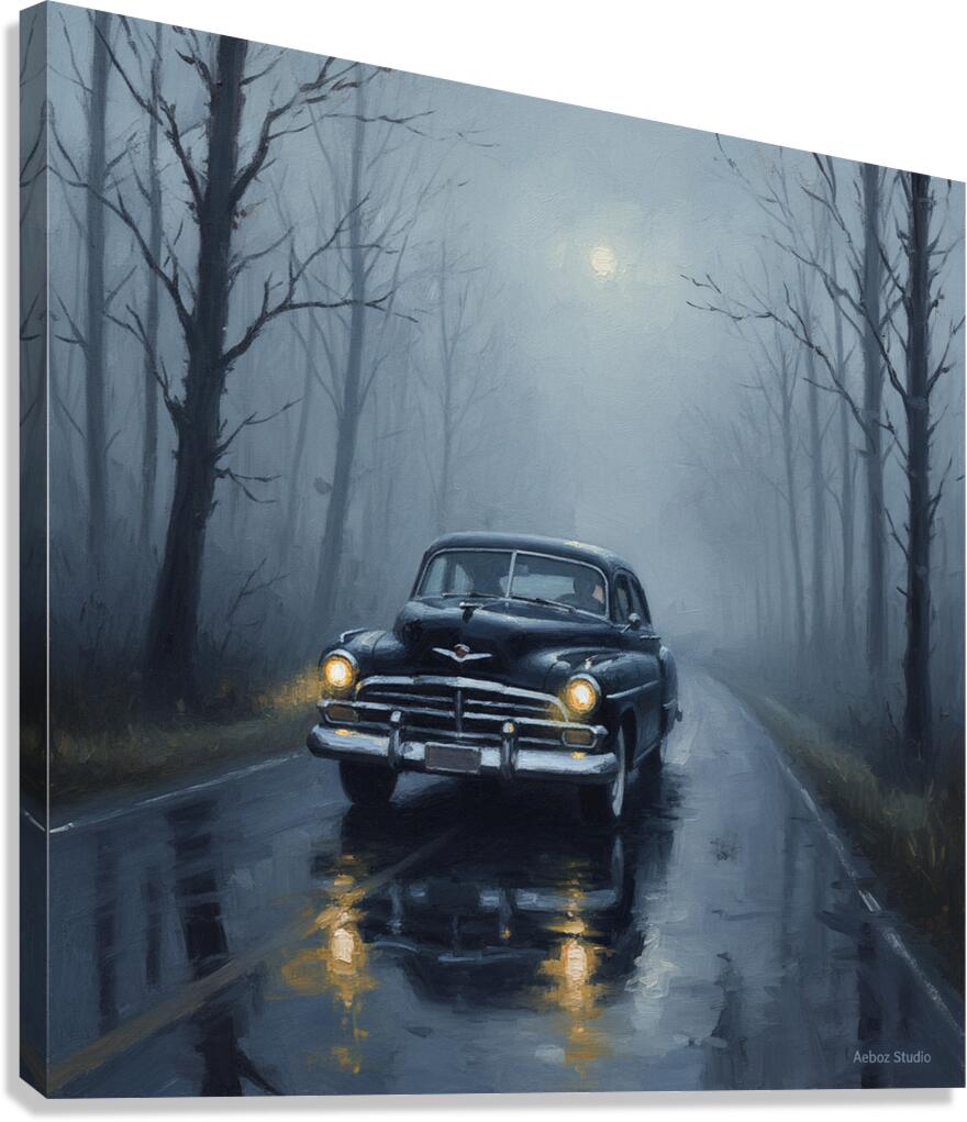 Midnight Drive Through the Mist Canvas Print