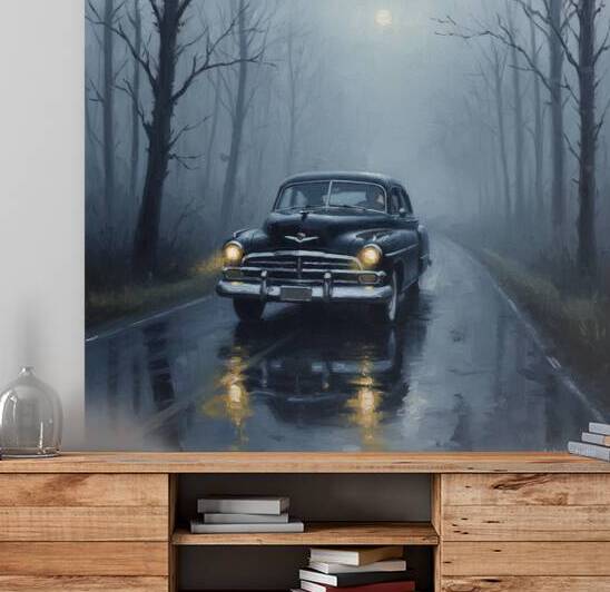 Midnight Drive Through the Mist Reproduction