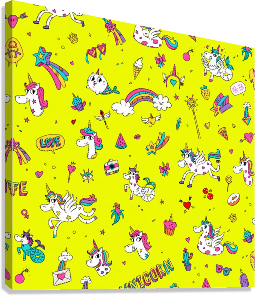 pattern unicorns mermaids horses girlish things.j Canvas Print