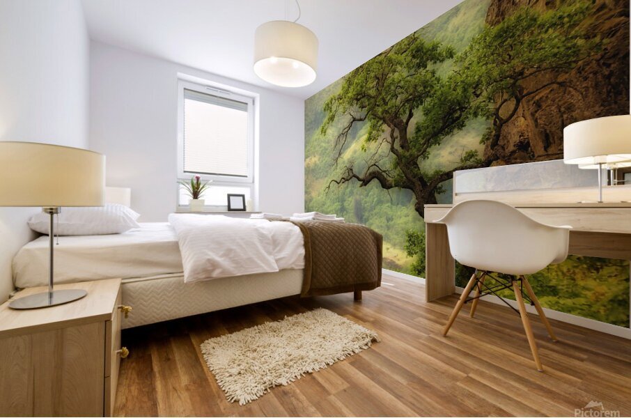 Nature mountain sunrise landscape tree Mural print