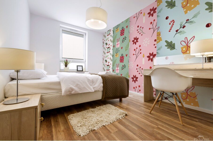 flat christmas pattern collection Mural print