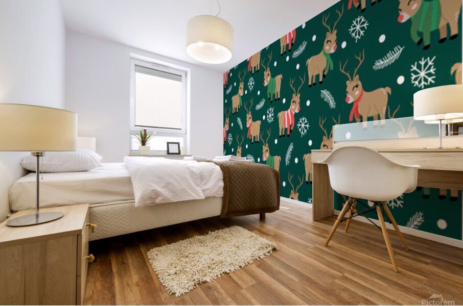 cute christmas pattern doodl Mural print