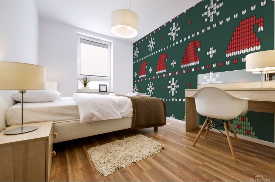 beautiful knitted christmas pattern Mural print