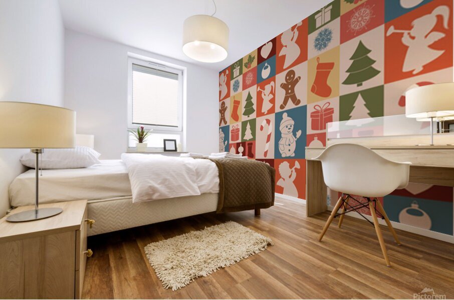 Cute christmas seamless pattern vector Mural print