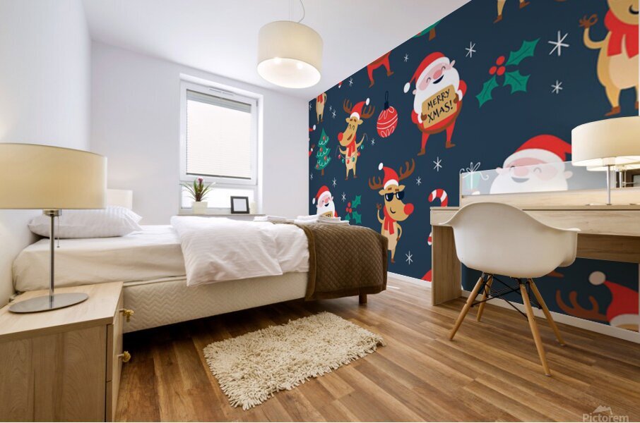 funny christmas pattern Mural print