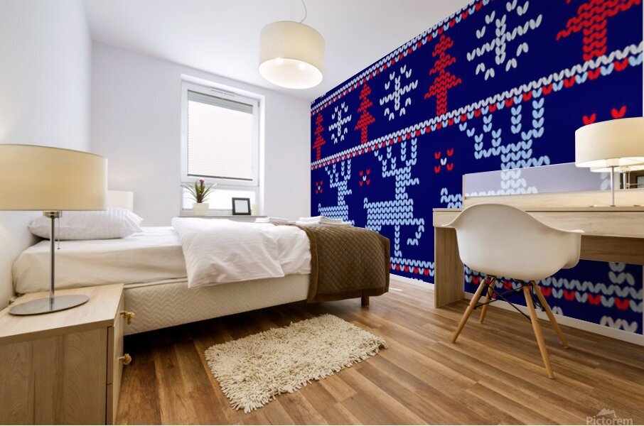 knitted christmas pattern Mural print
