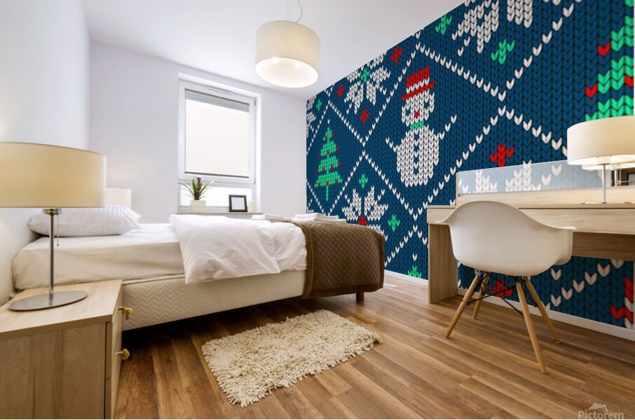 knitted christmas pattern Mural print