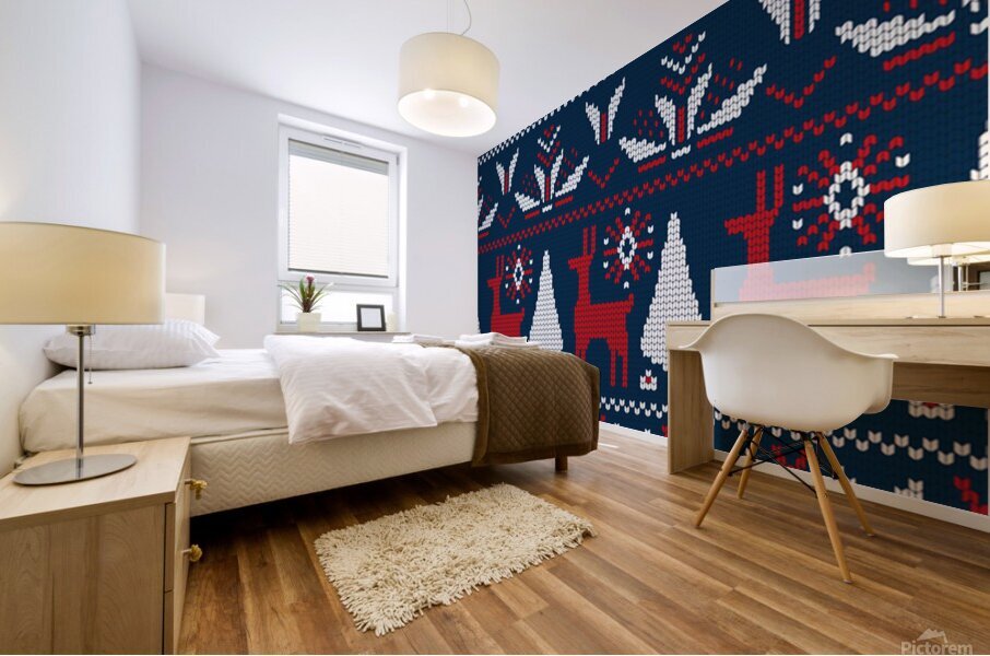 knitted christmas pattern Mural print