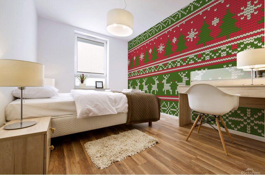 christmas knitting pattern Mural print