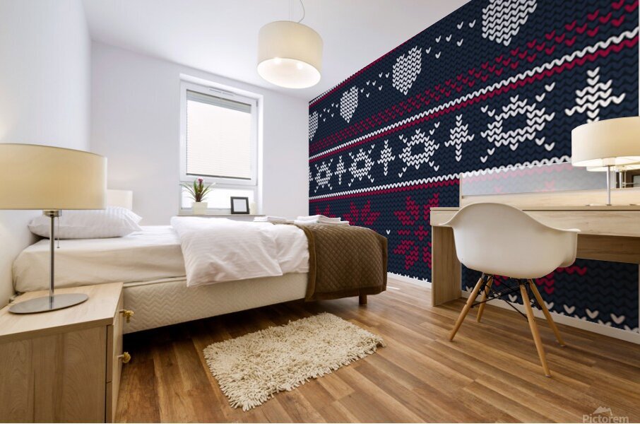 beautiful knitted christmas pattern Mural print